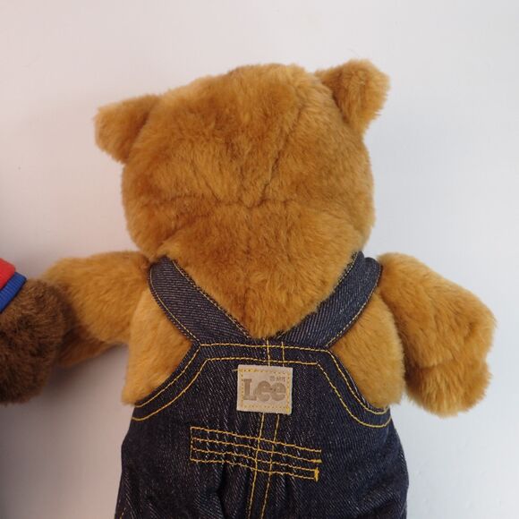 Vintage Lee Jeans Advertisement Brown Teddy Bears Plush 10” & 13" Lot of 2 - Picture 4 of 7
